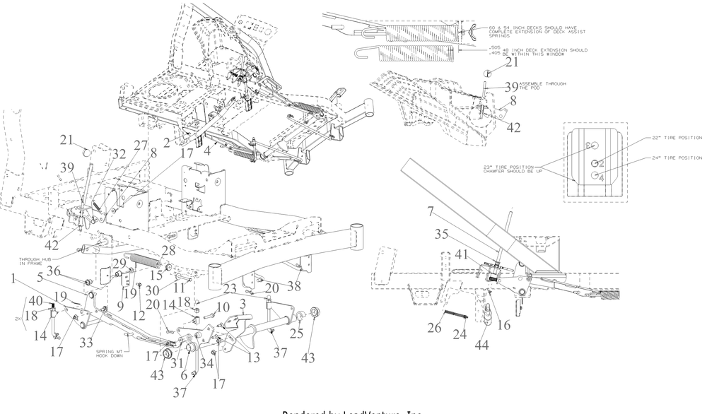 Deck Lift Diagram and Parts List for ZTX4-60KH (47TSAAA8A10)(2023) Cub Cadet Lawn Tractor